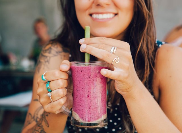 Woman drinking smoothie