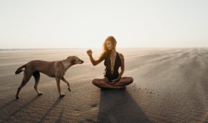 A woman with her dog