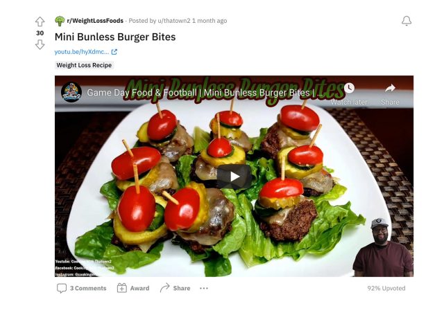 mini bunless burgers from reddit