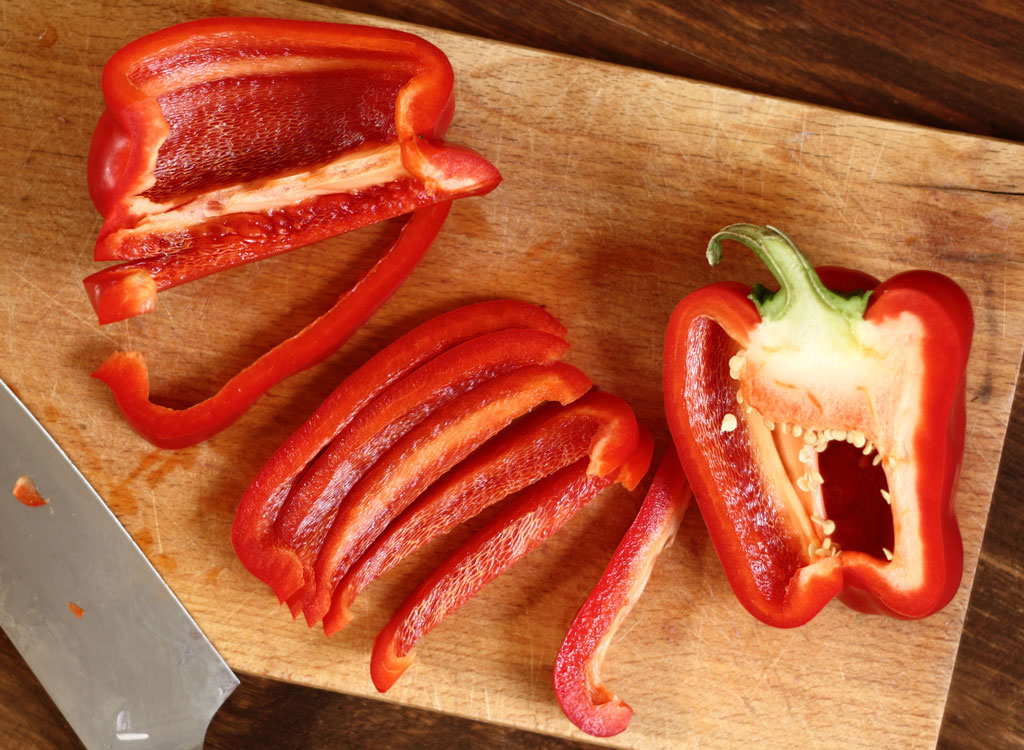 Sliced red bell pepper