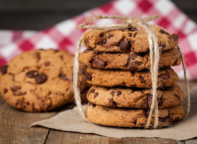 baked goods, chocolate chip cookies wrapped, concept of empty calorie foods