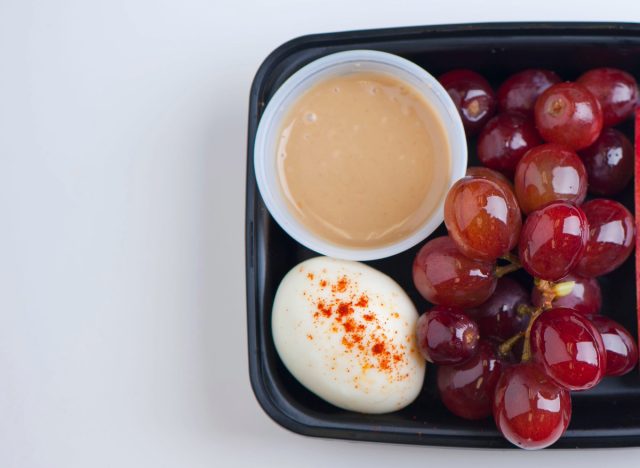 hard-boiled egg with grapes