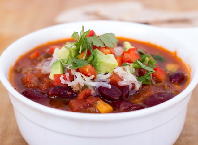 chili with avocado