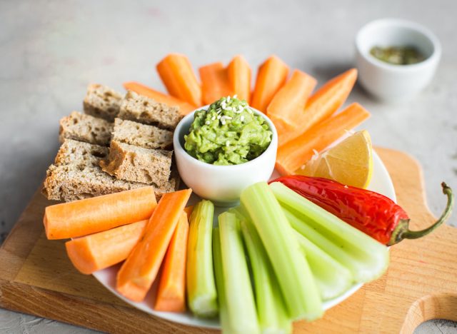 guacamole carrots celery peppers bread vegetables