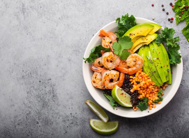 shrimp kale lentil salad