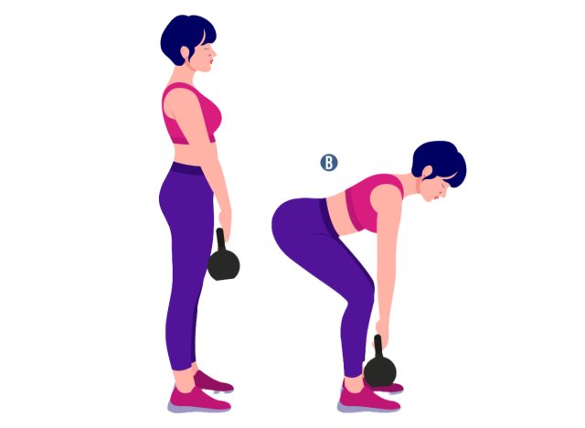 woman doing kettlebell deadlift illustration