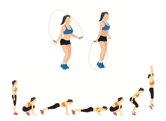 jump rope with burpees