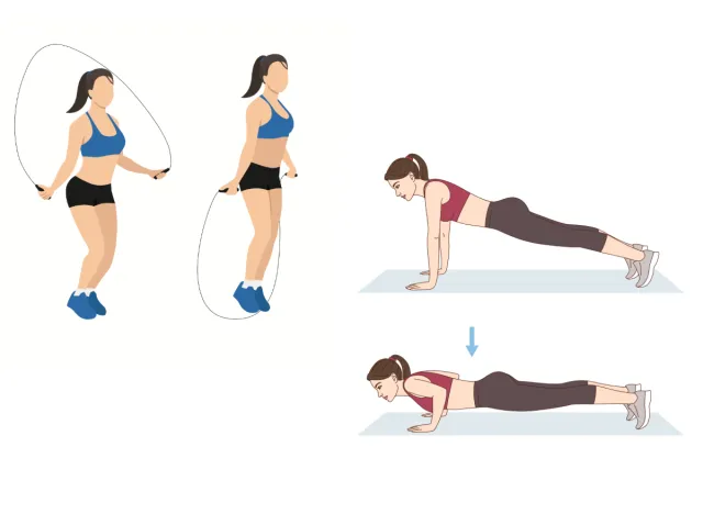 jump rope with pushups