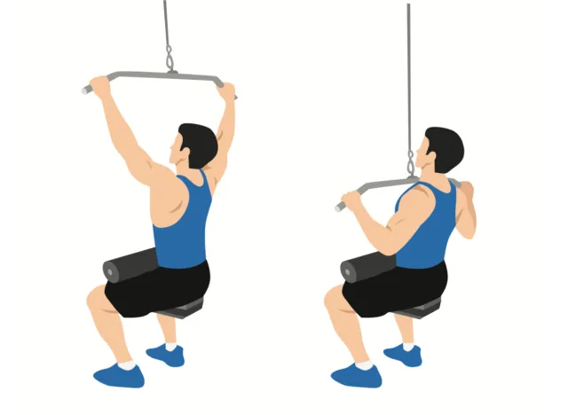 illustration of man doing lat pulldowns