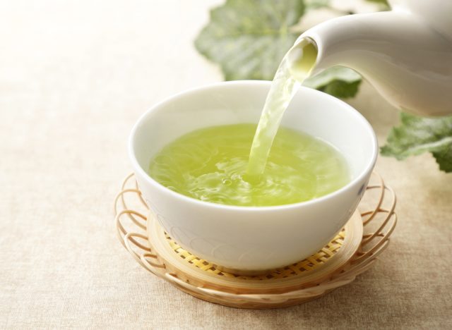 green tea being poured