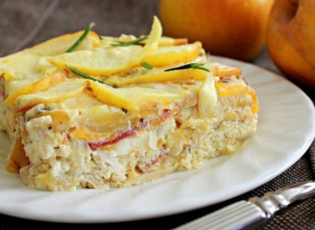 cheesy apple egg bake