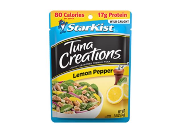 bag of Starkist tuna on a white background